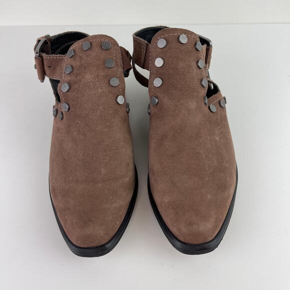MADE Open Heel Brown Shoes Mules Studded Buckle Pointed Toe Leather Size 7.5 - Picture 5 of 9